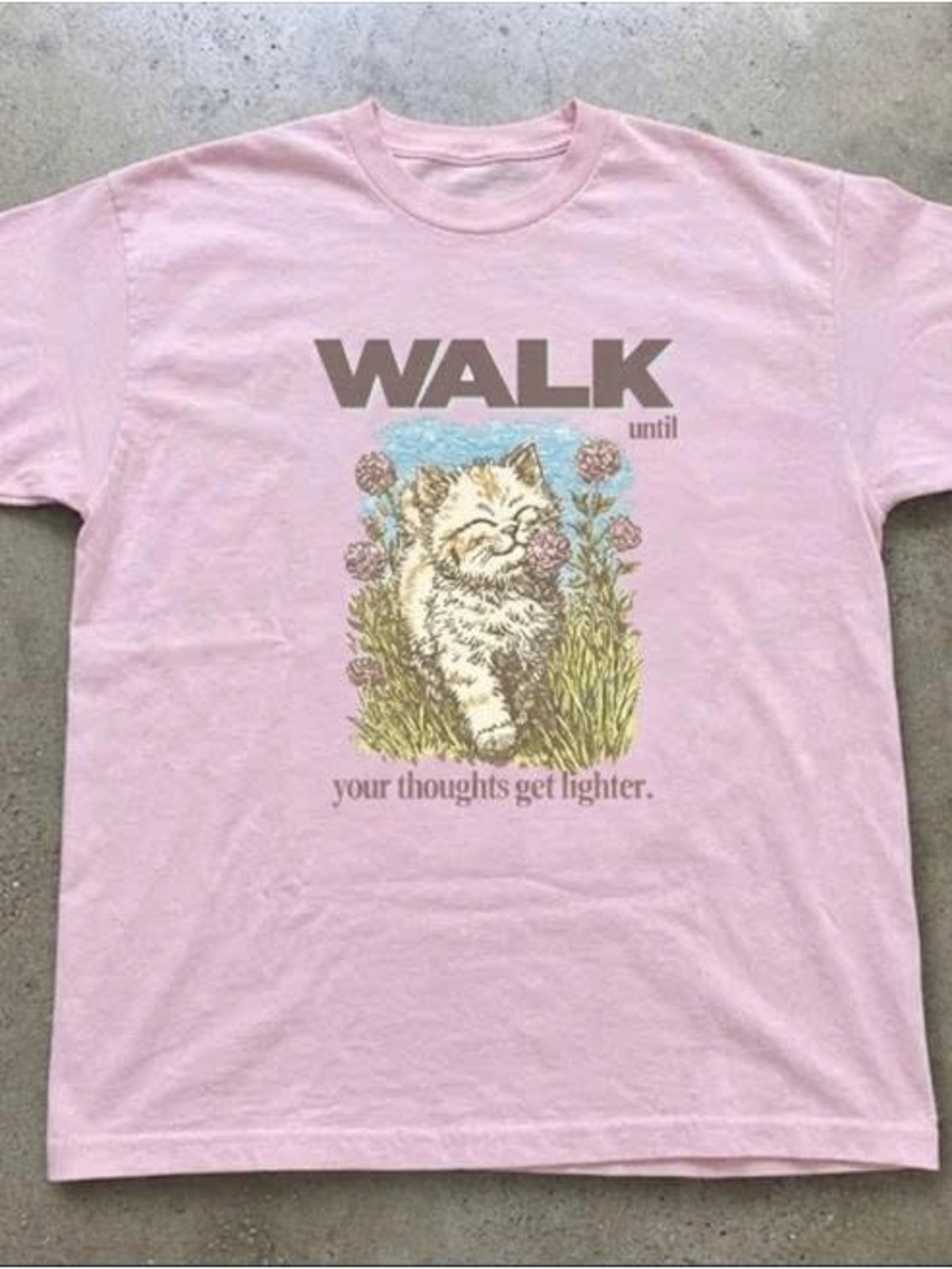 Walk Cat Graphic Tee - Pink